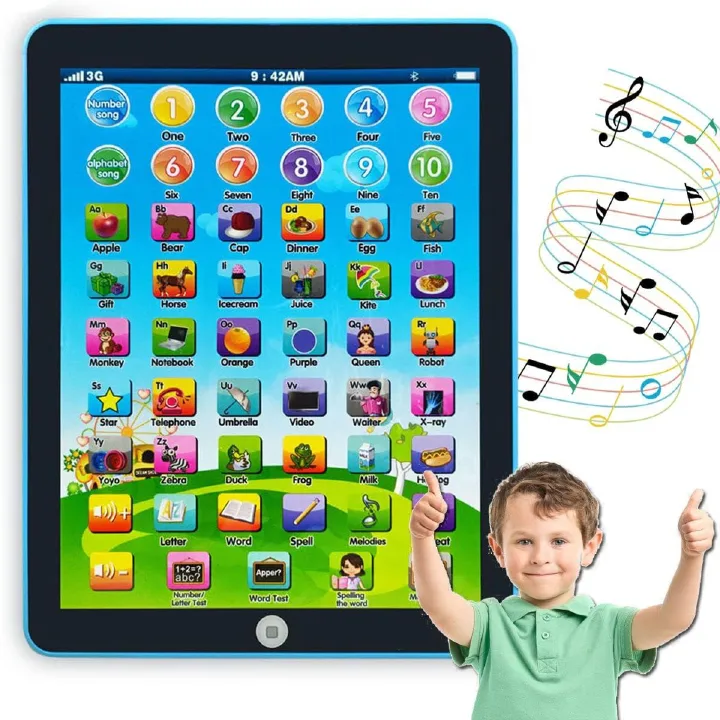 Kids Learning Pad/Tablet Interactive Toddler Toys with Words Numbers Alphabets Music Electronic Educational Toy for Preschool Boys & Girls 3-7 Years Old