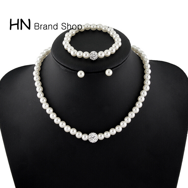 【Show Factory Price:Only Buy 3 Orders or More 3 Orders Can Shipment In Our Shop 】HN Brand-3Pcs/Set New Premium Pearl Necklaces Diamond Set Pendant Bracelet Earring Women Jewellery