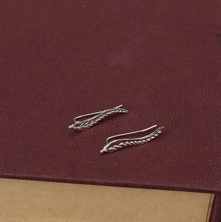 HN Brand-1 pair/Set New Beautiful Hot Long Metal tree leaves stud earrings Women Jewellery
