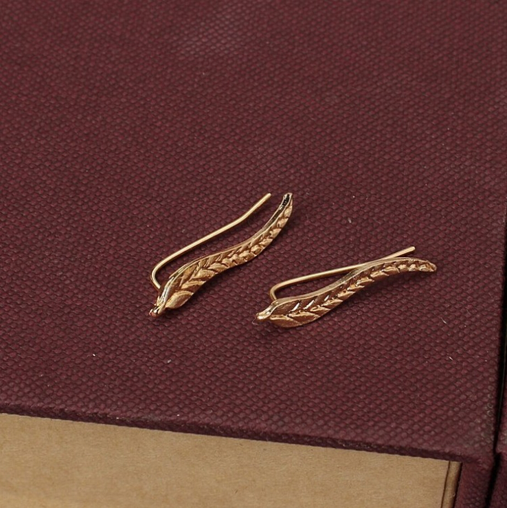 HN Brand-1 pair/Set New Beautiful Hot Long Metal tree leaves stud earrings Women Jewellery
