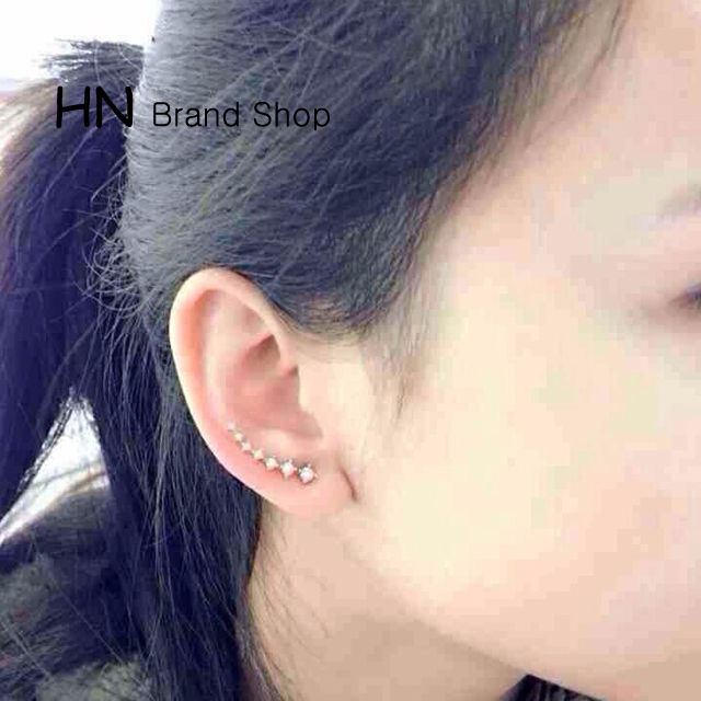 HN Brand-1 pair/Set New Beautiful A row of 7 Diamond stars stud earrings For Women Jewellery Gift