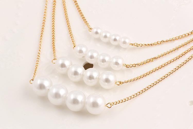 HN Brand 1 Piece New Multi layer Pearl Metal Necklaces Pendant Women/Men Jewellery Valentines Gift