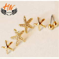 HN Brand 3 piece/Set New Beads Starfish flowers stud earring For Women Jewellery Valentines Gift