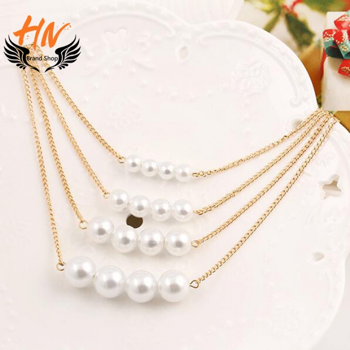 HN Brand 1 Piece New Multi layer Pearl Metal Necklaces Pendant Women/Men Jewellery Valentines Gift