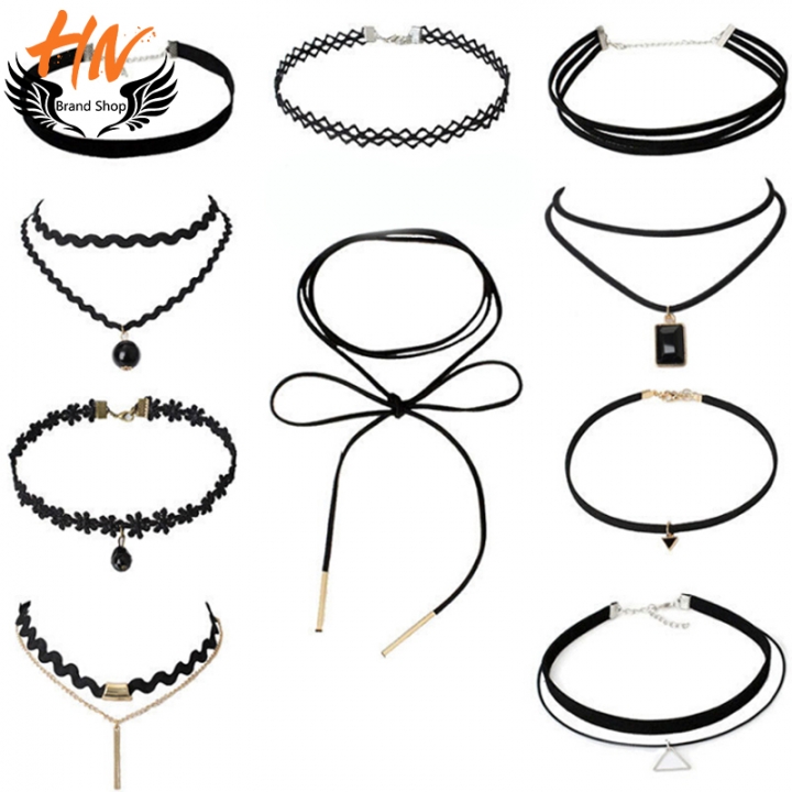 HN Brand 10piece New Gothic Tattoo Leather Choker Necklaces for Women Lace Jewellery Valentines Gift