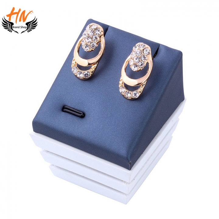 HN Brand 5Pcs/set  Crystal Necklace Earring Bracelet Ring Set Rhinestone Simple Party Dress Jewelry