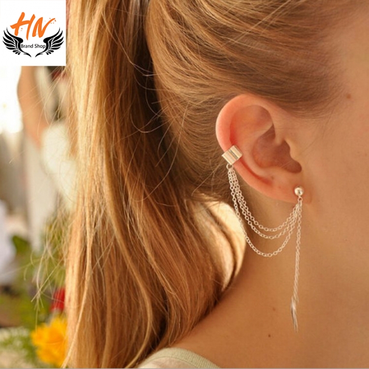 HN Brand-1 Pcs New Beautiful Metal leaf tassels Drop stud earrings For Women Jewellery Gift