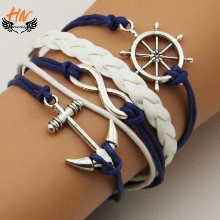 HN Brand 1 Piece New DIY Anchor ship rudder multilayer skin Bracelets Bangles Women Men Jewellery