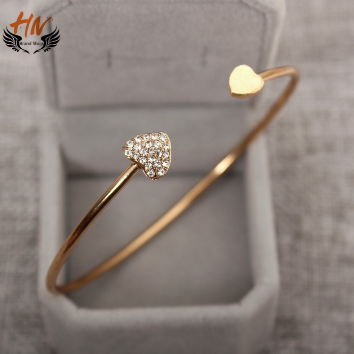 HN Brand 1Pcs/Set New Fashion Heart love Gilded Opening Metal Bracelets Bangles Women Jewellery Gift