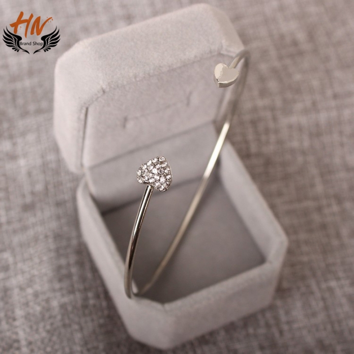 HN Brand 1Pcs/Set New Fashion Heart love Gilded Opening Metal Bracelets Bangles Women Jewellery Gift