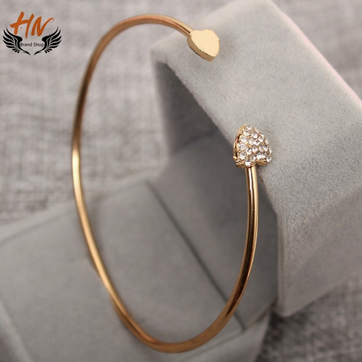 HN Brand 1Pcs/Set New Fashion Heart love Gilded Opening Metal Bracelets Bangles Women Jewellery Gift
