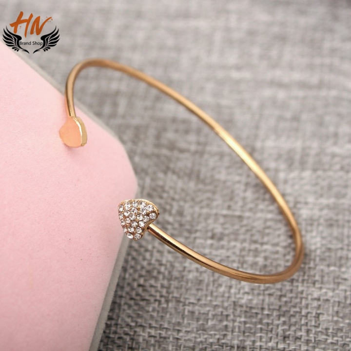 HN Brand 1Pcs/Set New Fashion Heart love Gilded Opening Metal Bracelets Bangles Women Jewellery Gift