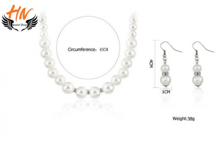 HN 4 Piece/set Fashion Classic Imitation Pearl Silver Plated Clear Crystal Top Elegant Party Gift