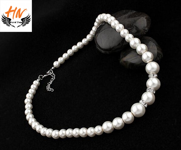 HN 4 Piece/set Fashion Classic Imitation Pearl Silver Plated Clear Crystal Top Elegant Party Gift