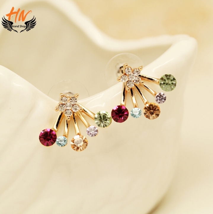 HN Brand 1 pair/Set New Beautiful Hot Diamond diamond color Pentagram bow crown Earrings Jewellery