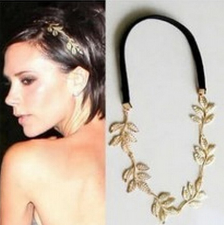 HN-1 piece/Set New Metal leaves olive branches modeling Elastic band accessories Women Jewellery