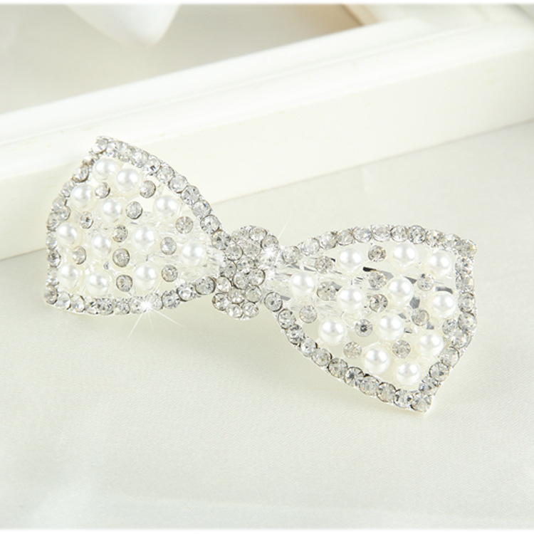 HN-1 piece/Set New Pearl diamond butterfly knot jewelry ornaments hairpin Women Hair Jewellery