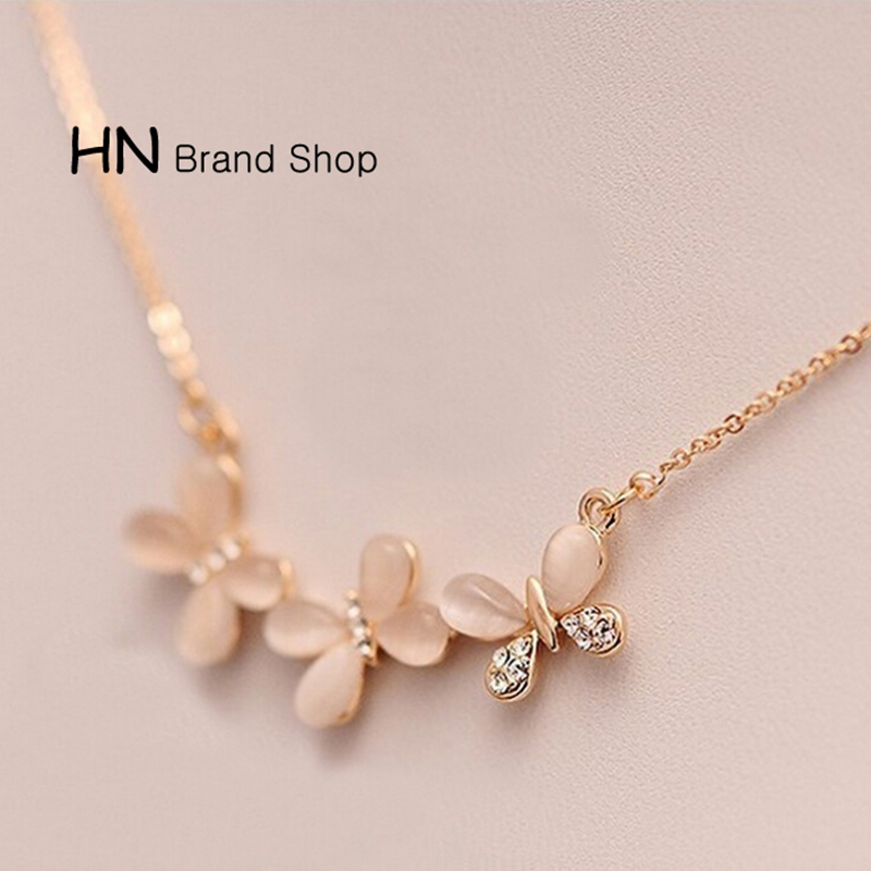 HN Brand-1Pcs/Set New Beautiful Fashion Opal butterfly short necklace For Women Jewellery Gift