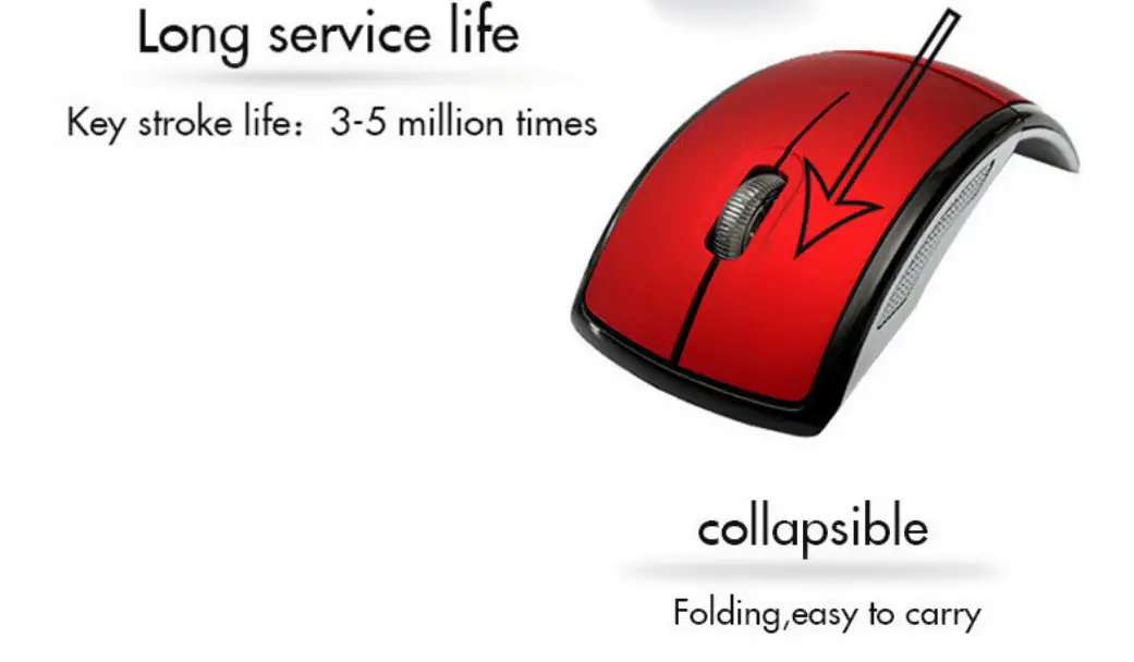 Foldable Wireless Arc Optical Mouse Mice with USB Receiver for PC Laptop Notebook Computer silver one size 3