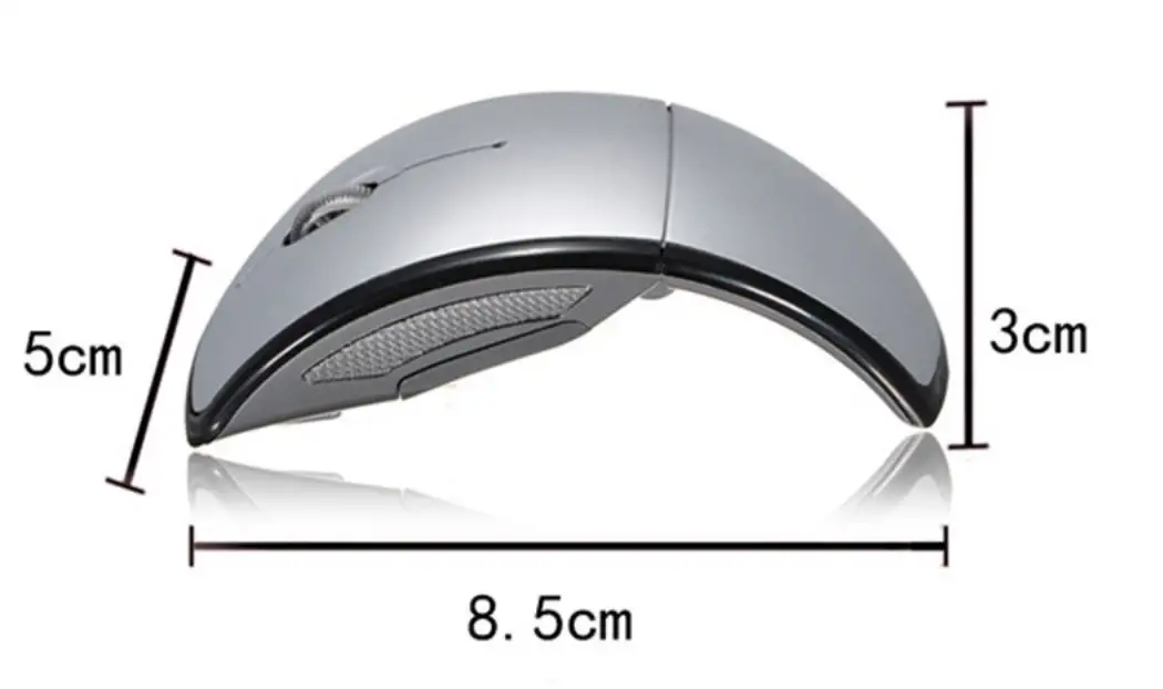 Foldable Wireless Arc Optical Mouse Mice with USB Receiver for PC Laptop Notebook Computer silver one size 5