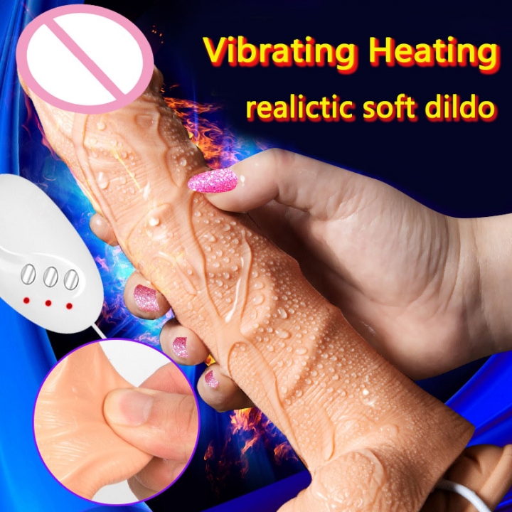 Heating Vibrating Soft Dildo Realistic Penis Large Dick Cock Sex Toys