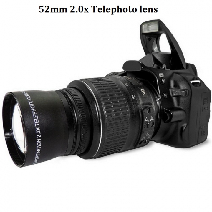 52mm 2.0x Telephoto Lens for Nikon 18-55mm DSLR Cameras