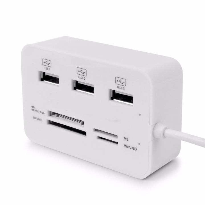 Multi Function 3 Port USB HUB Splitter Combo Card Reader Support Micro TF SD M2 MS SDHC MMC Card