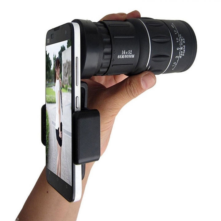 16x52 Zoom Dual Focus Monocular Telescope Lens Camera HD Scope+ Phone Holder  (Color: Black)