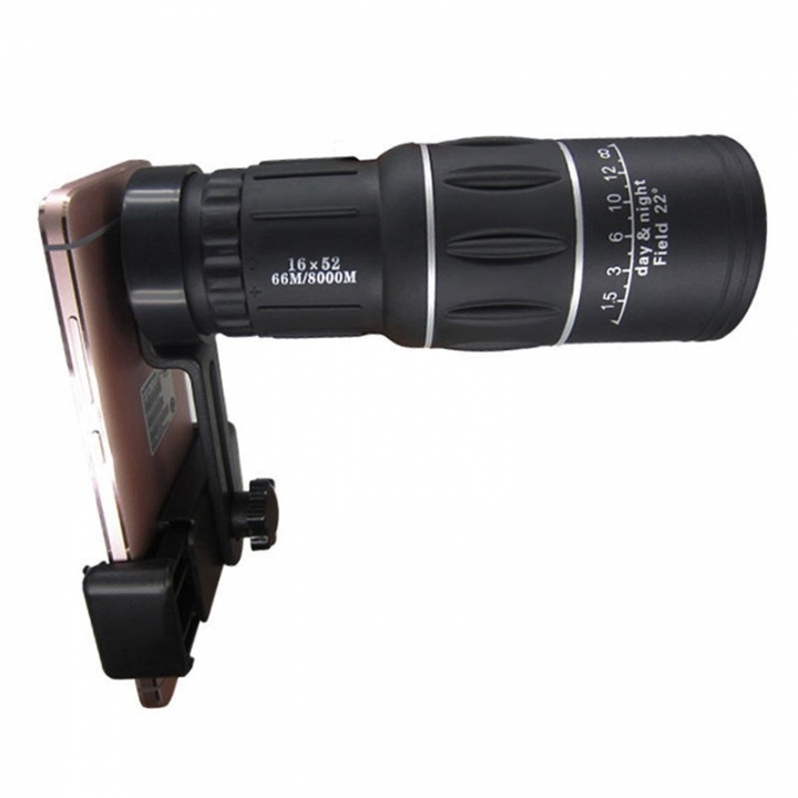 16x52 Zoom Dual Focus Monocular Telescope Lens Camera HD Scope+ Phone Holder  (Color: Black)