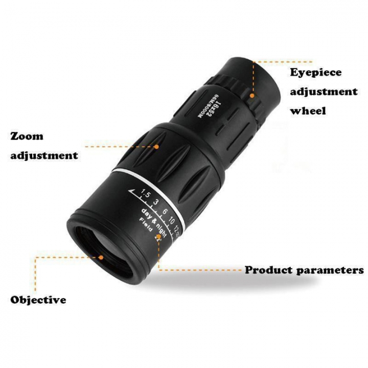16x52 Zoom Dual Focus Monocular Telescope Lens Camera HD Scope+ Phone Holder  (Color: Black)