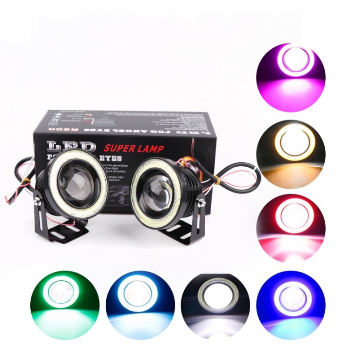 2 Pcs Car LED Fog Light Angel Eyes Daytime Running Lights R500 2.5/3.0/3.5 Inch