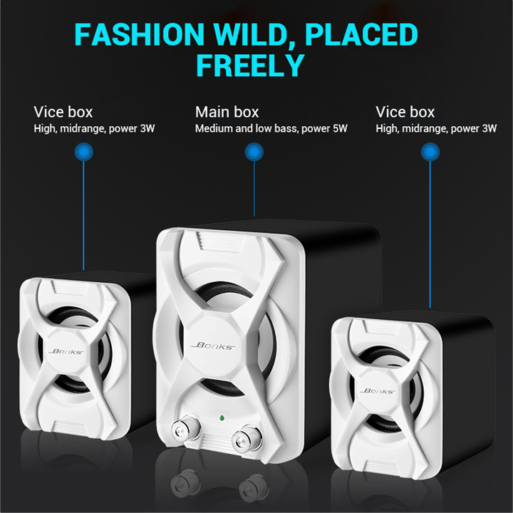 Wired Computer Speaker Subwoofer Stereo Bass USB 2.1 Speaker