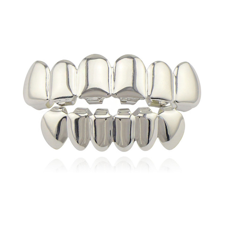 Hip Hop Gold Teeth Grillz Top &amp; Bottom Grills Dental Mouth Punk Teeth Caps Cosplay Party