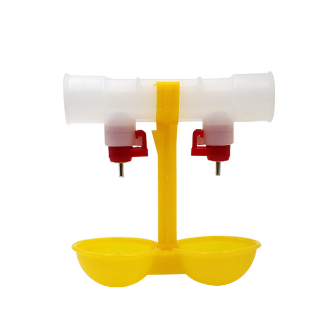 10pcs Chicken Drinking Water Nipple Drinking Double Bowl Hanging Cups