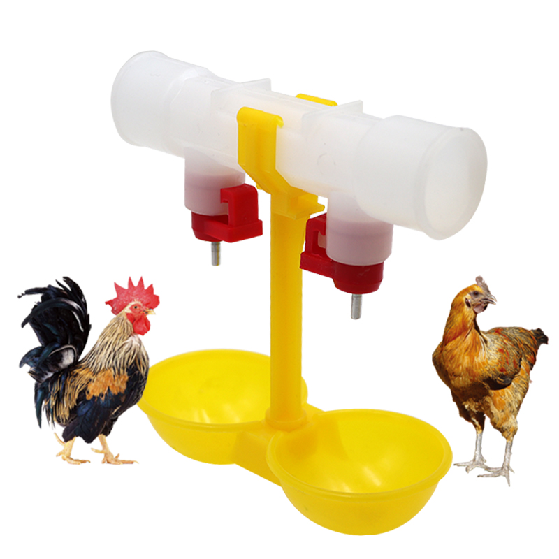 10pcs Chicken Drinking Water Nipple Drinking Double Bowl Hanging Cups