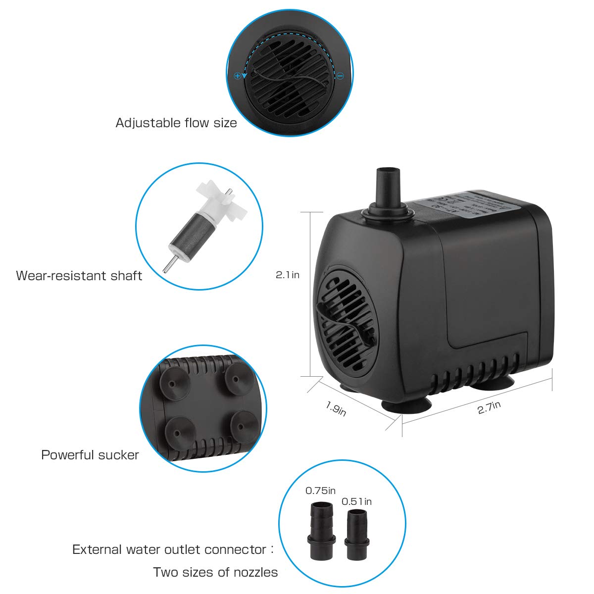 Submersible Water Pump 12 LED lights 550L/H 15W Aquarium Fish Tank Pond Fountain