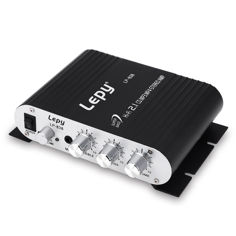 Lepy LP-838 Car Amplifier 12V Hi-Fi 2.1 Amplifier  CD MP3 MP4 Stereo AMP Bass Speaker Player