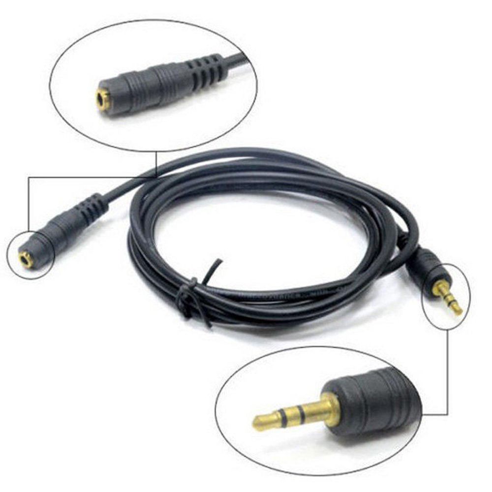 Convenient 4.9 FT 1.5M Male to Female 3.5mm Audio Black Stereo Earphone Extension Cable