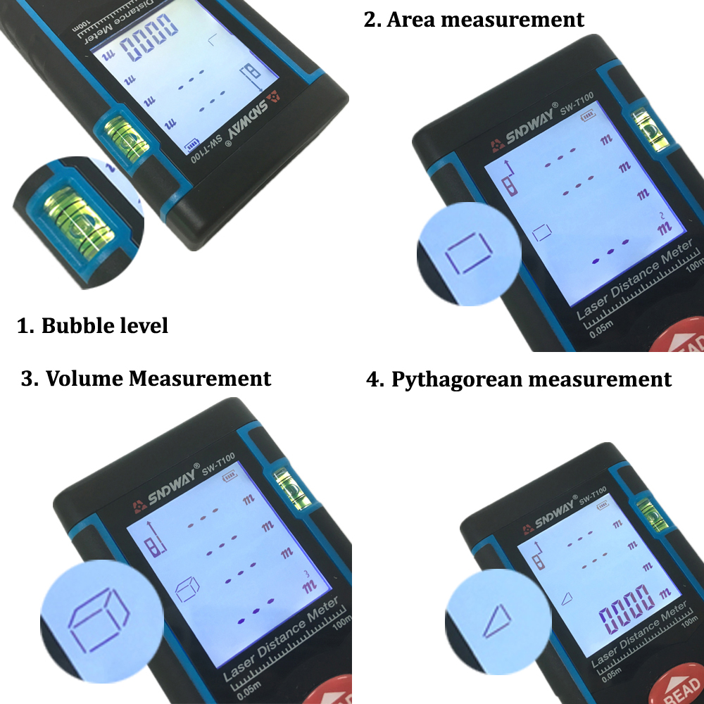40M 60M 80M 100M rangefinder trena laser tape range finder build measure device ruler test tool