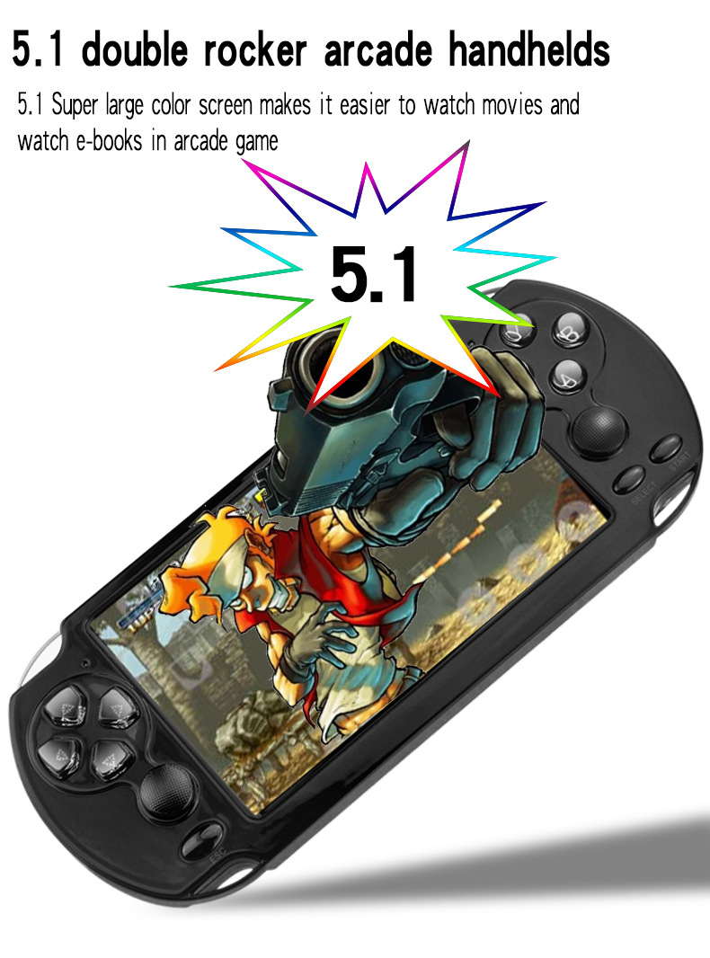 5.1 inch Game Player MP5 MP4 Multimedia Gaming Console 5 Inch For PSP 8G Video Games