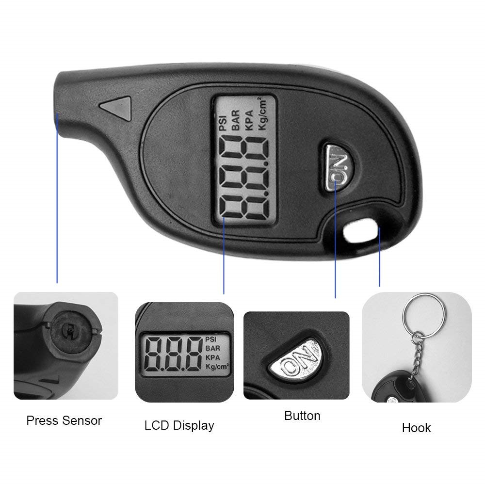 Digital Tire Air Pressure Gauge Tester Keychain Lcd Display Procession Car Measurement Tools