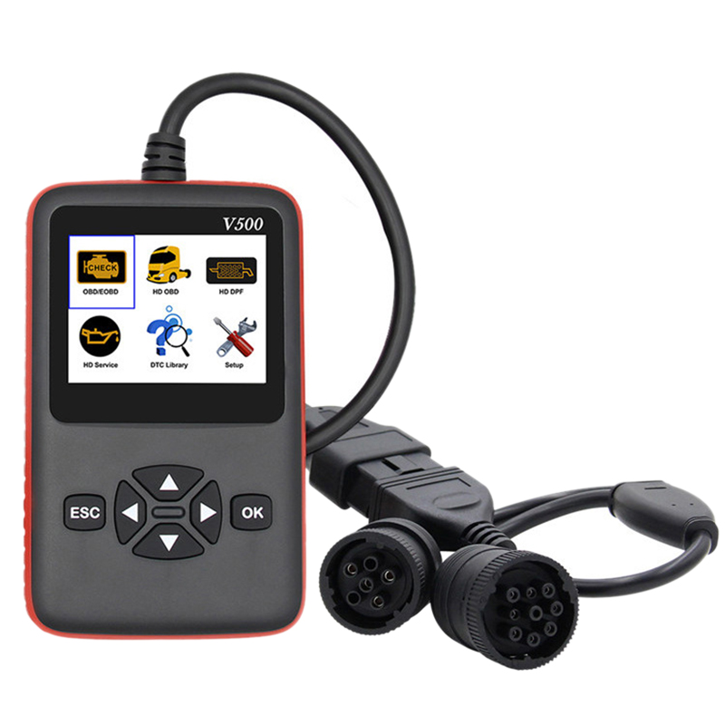 V500 Truck And Car Diagnosic 2 In 1 Obd Obd2 Cr-Hd Device Diagnostic Tool