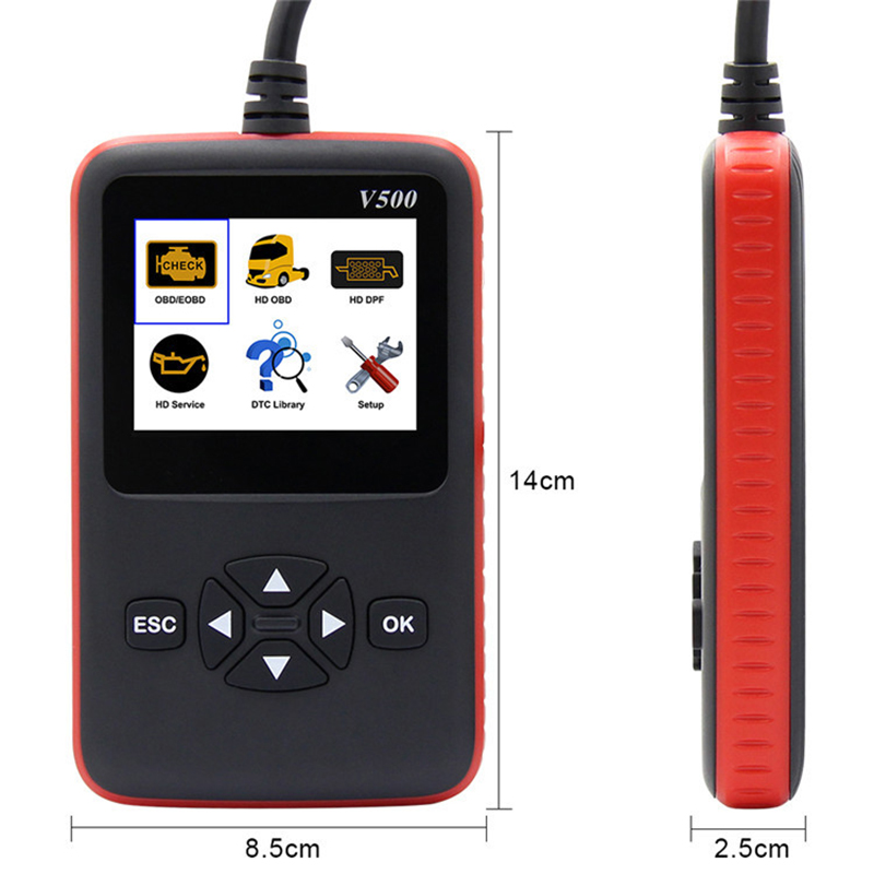 V500 Truck And Car Diagnosic 2 In 1 Obd Obd2 Cr-Hd Device Diagnostic Tool