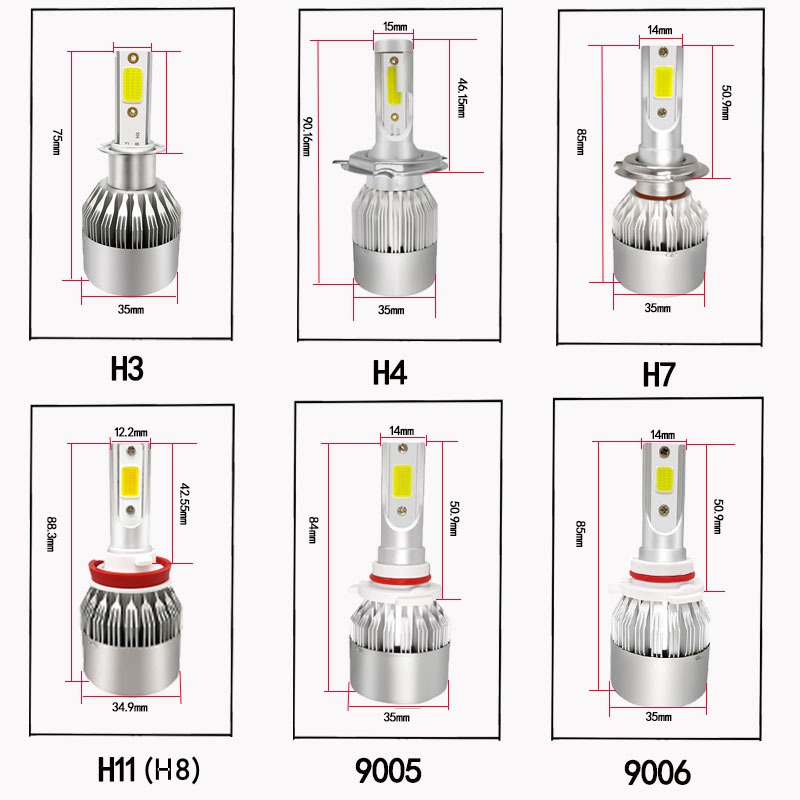 2pcs Car Headlight Bulbs LED H1 H3 H4 H7 H8  Auto S2 8000LM 8000K 36W 9~36V Car Lights