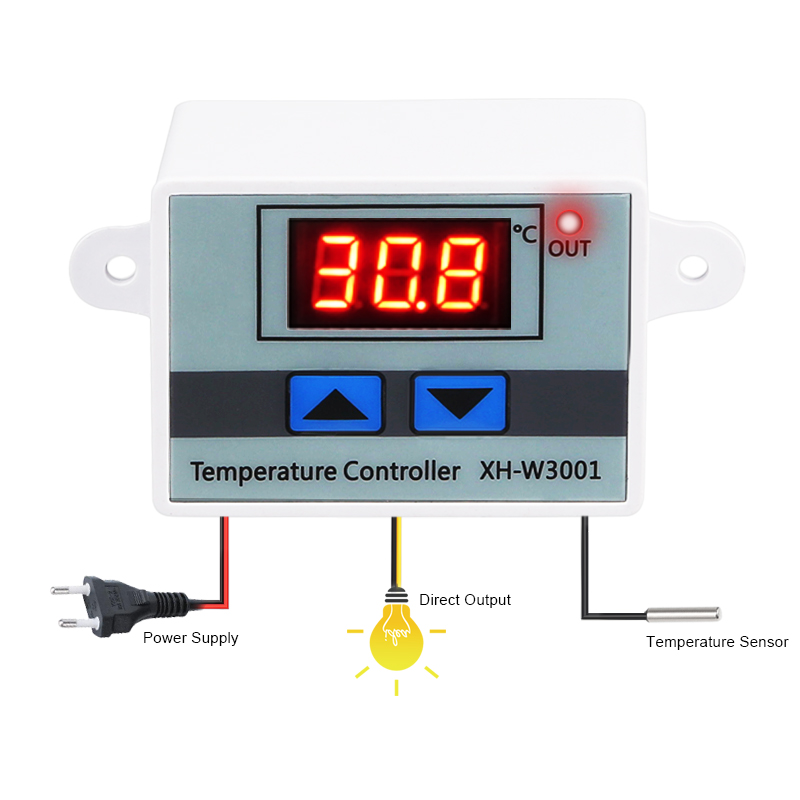 Temperature Controller XH-W3001For Incubator Cooling Heating Switch Thermostat NTC Sensor