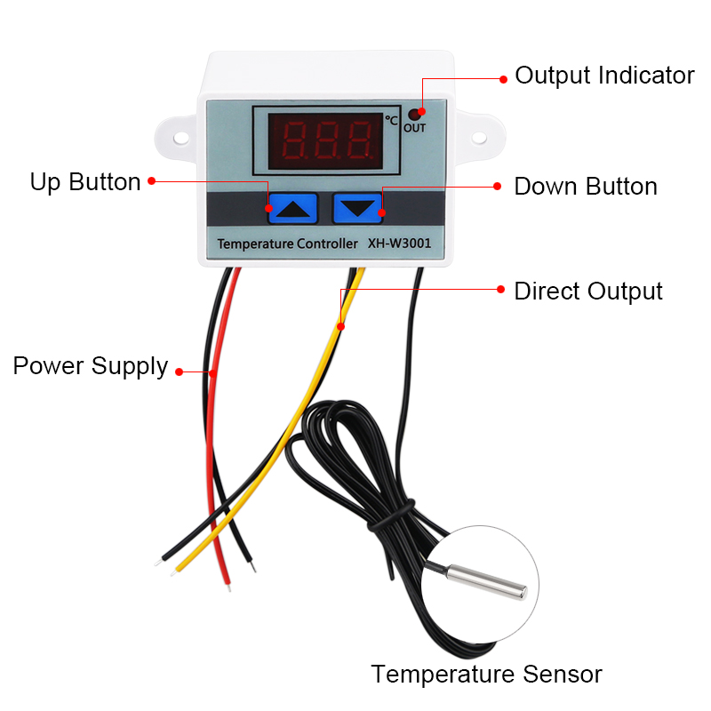 Temperature Controller XH-W3001For Incubator Cooling Heating Switch Thermostat NTC Sensor