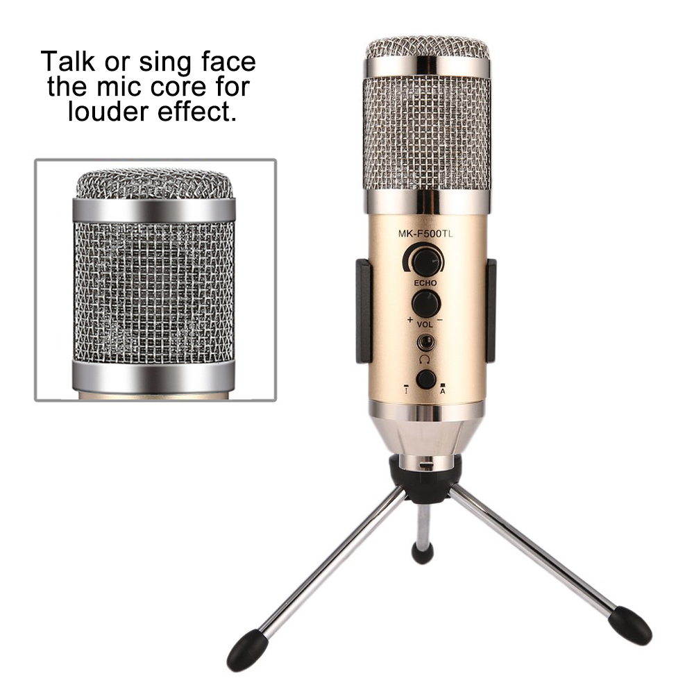 MK-F500TL Microphone Wired USB  Studio Microphone For Computer Karaoke PC Mic Stand