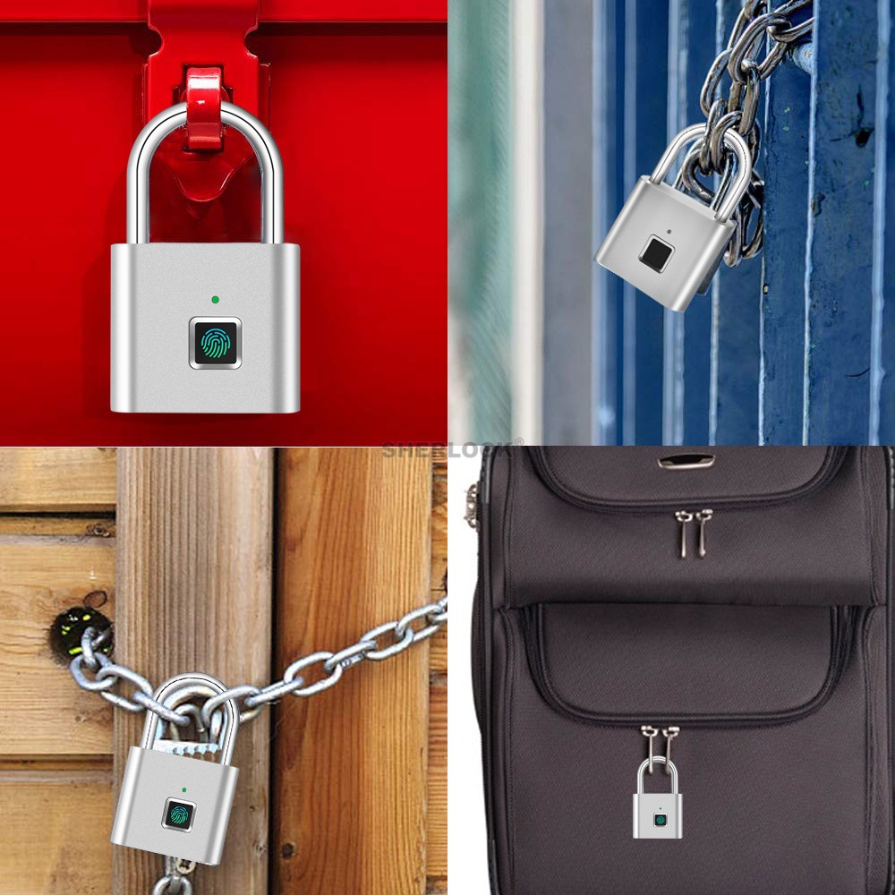 Security Door Lock Smart Keyless USB Rechargeable Fingerprint Padlock For Locker Sports School