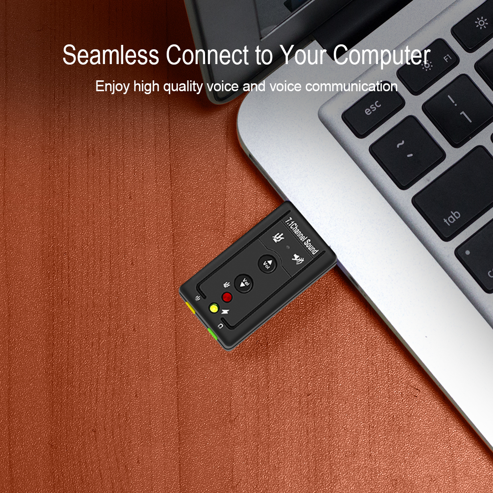 7.1 External USB Sound Card USB to Jack 3.5mm Headphone Audio Adapter For Mac Win Compter