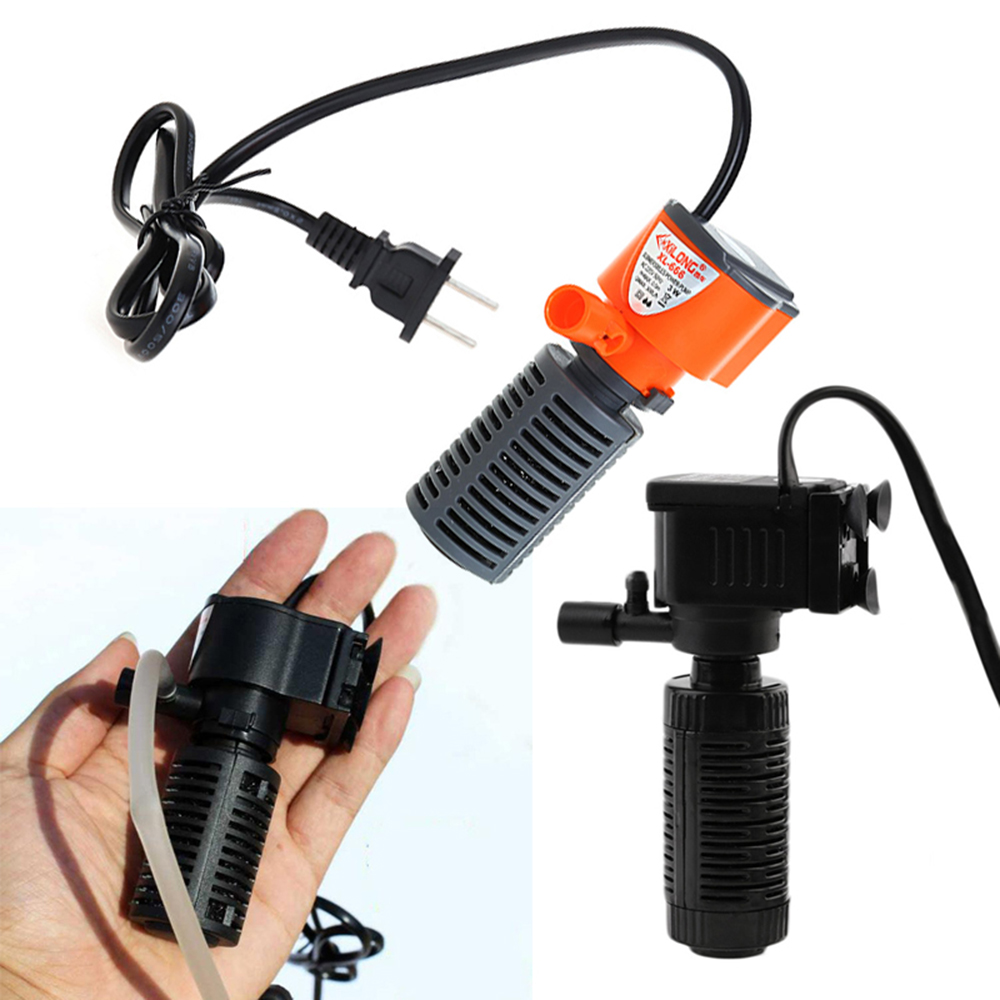 3 In 1 Silent Aquarium Filter Submersible Oxygen Internal Pump Sponge Water With Rain Spray
